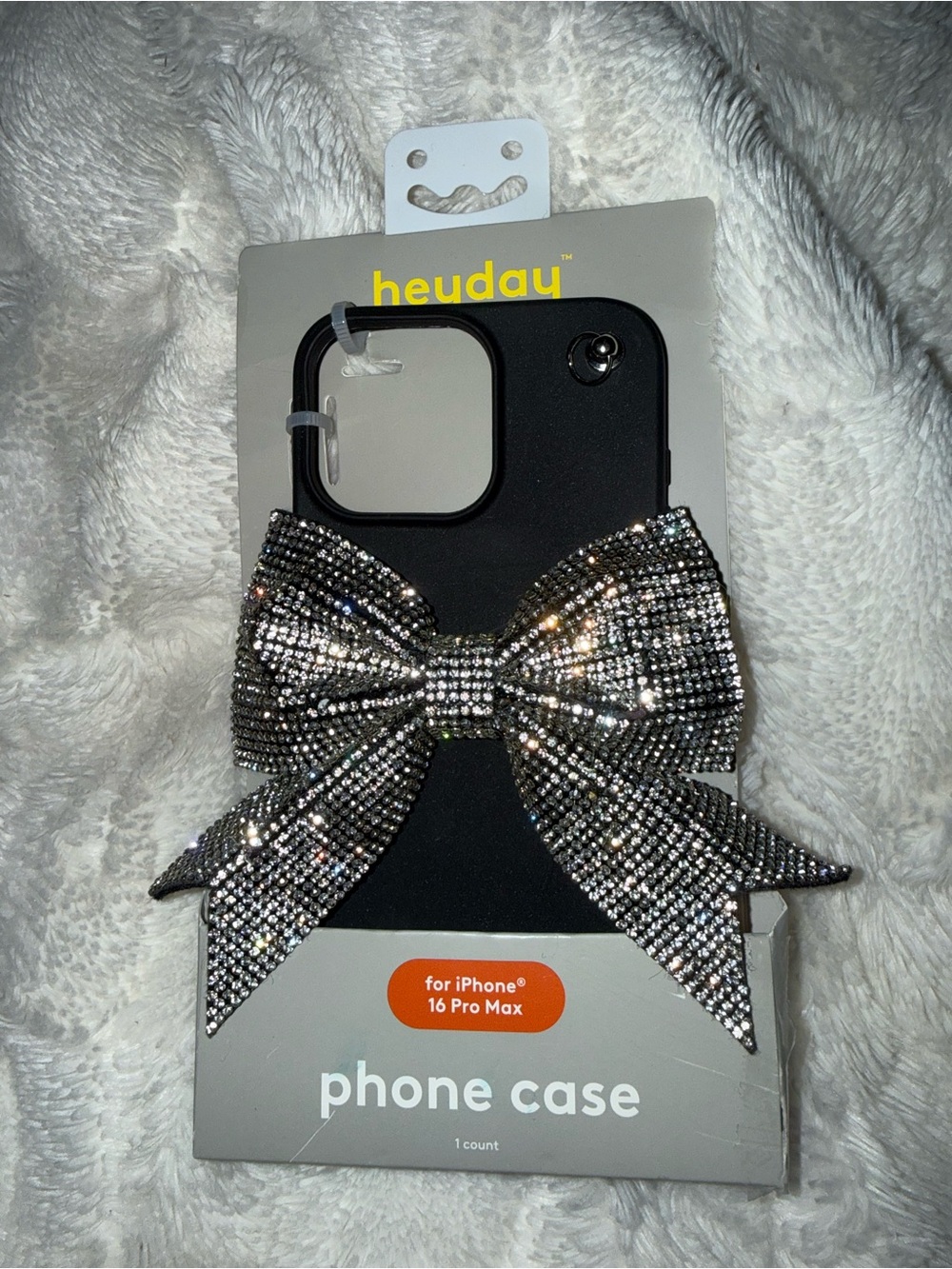 heyday Black iPhone 16 Pro Max Case with Sparkling Rhinestone Bow Accent